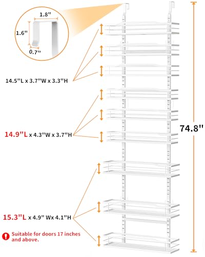 Moforoco White 9-Tier Over The Door Pantry Organizer, Pantry - Image 3