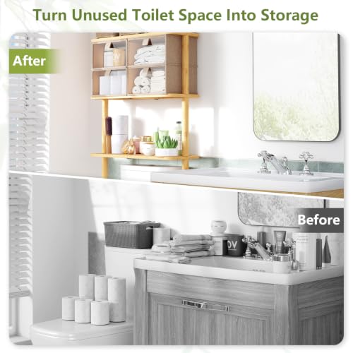 Bamboo Over The Toilet Storage, Bathroom Over Toilet - Image 4