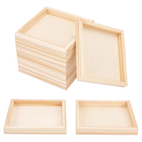OLYCRAFT 10 Pack Wood Puzzle Tray 4.7x4.7 Inch Unfinished - Image 2