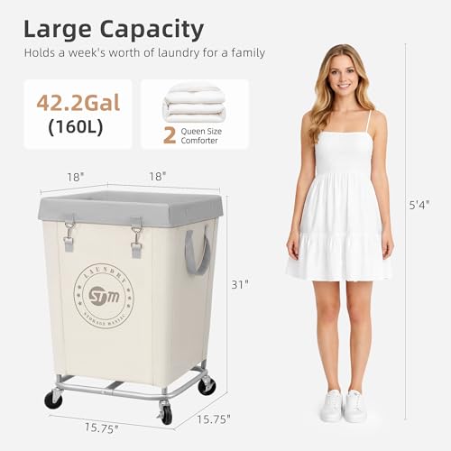 STORAGE MANIAC Rolling Laundry Hamper, Commercial Laundry Cart - Image 4