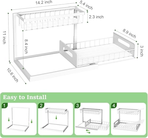 Under Sink Organizer, L Shaped Pull Out Cabinet Organizer - Image 3
