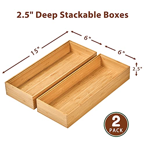 Umilife Bamboo Kitchen Drawer Organizer Boxes with Anti-Skid - Image 3