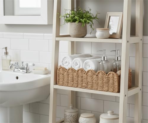 CubesLand Scalloped Toilet Paper Storage Basket W/Handle for Home - Image 4
