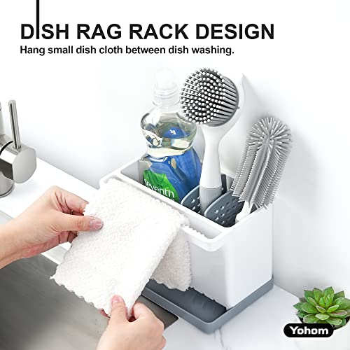 YOHOM Sink Brush Holder for Kitchen Sink Sponge Caddy Countertop - Image 5