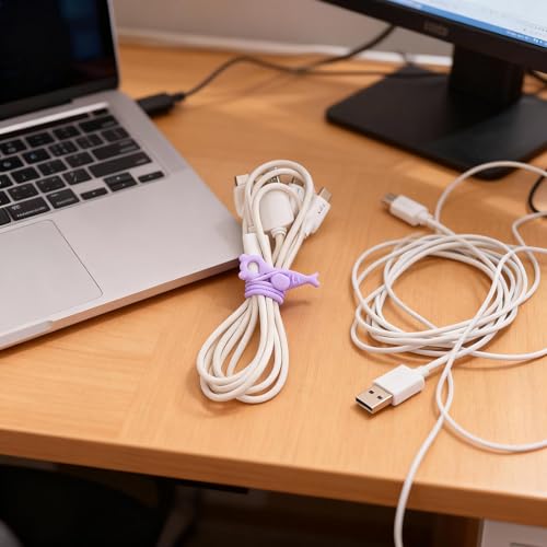 28 Pcs Silicone Cable Ties Reusable, Cable Cord Organizer Straps - Image 4
