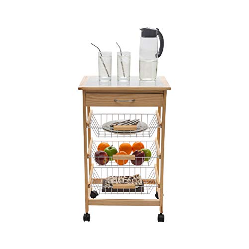 Organize It All Mobile Kitchen Utility Cart with Wire Drawers - Image 5