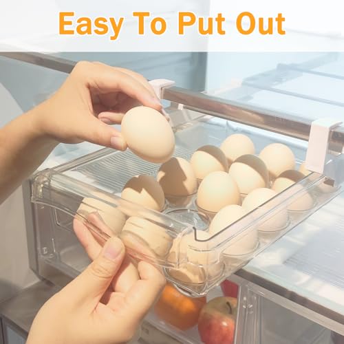 URALFA 2PCS Fridge Drawer Organizer and Egg Holder - Image 3