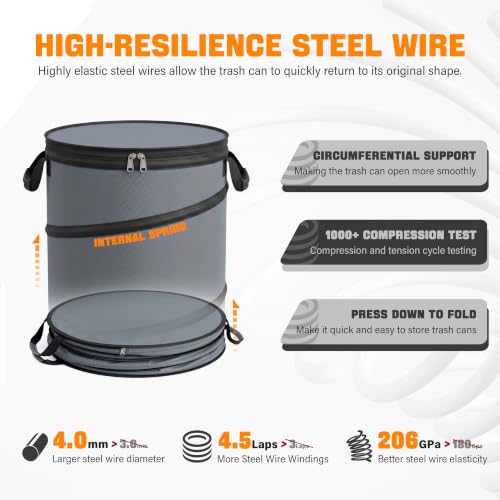 23Gallon Collapsible Pop Up Camping Trash Can with Hard - Image 5