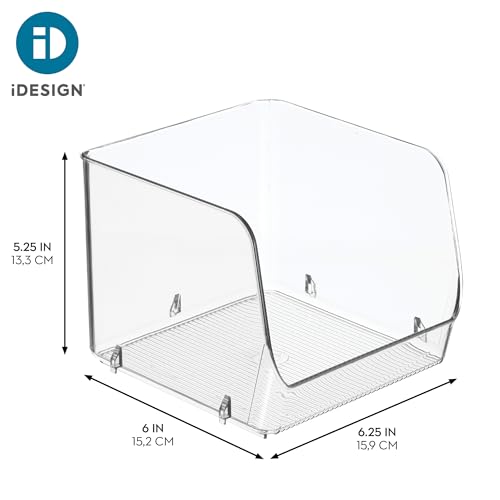 iDesign Stackable Open-Front Storage Bins, Set of 3, Clear - Image 4