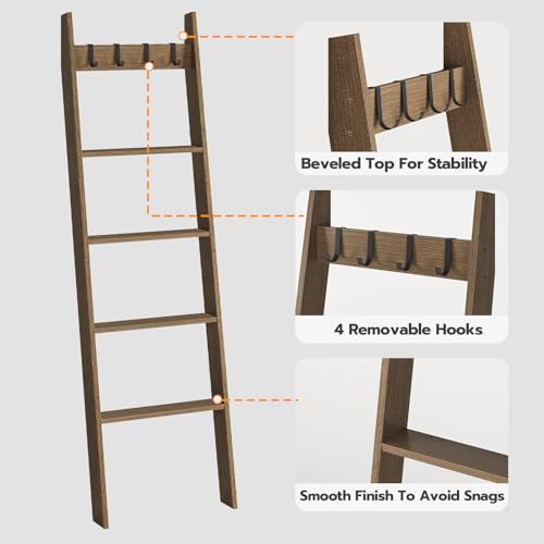 HOOBRO Blanket Ladder for Living Room and Bedroom, 5-Tier - Image 7