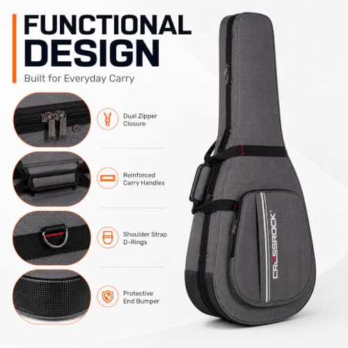 Crossrock Classical Guitar Foam Case | Lightweight Gray - Image 5