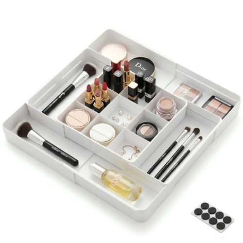 4-Way Expandable Drawer Organizer, 2.2" Low Profile Tray, White - Image 2
