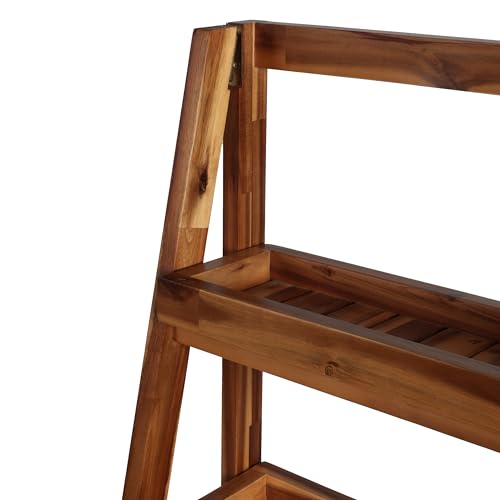 happimess Everett Ladder Shelf 4-Tier Folding Acacia Wood 48" - Image 5