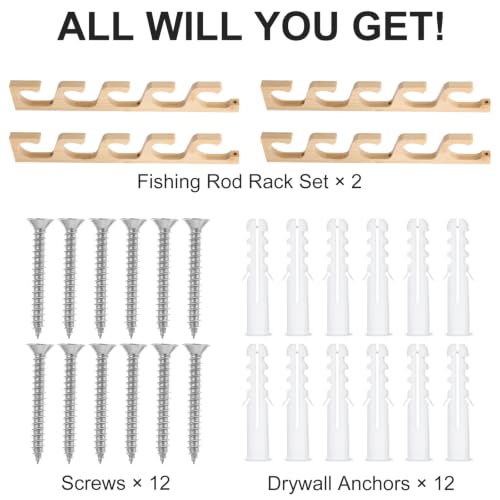 Solid Bamboo Fishing Rod Holders Wall Mounted Rack | Home Organization - Image 8