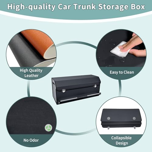 Car Trunk Organizer Leather Car Storage Organizer with Lid - Image 7