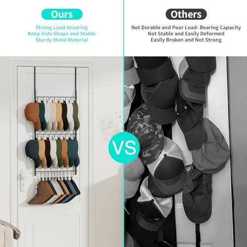 HapiRm Over Door Hat Rack - 3 Tier Wall Mounted Hat - Image 4