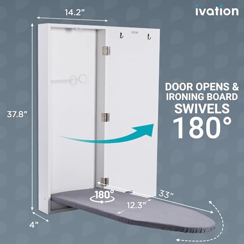 Ivation Wall Mount Swivel Ironing Board Cabinet, Fold Down - Image 2