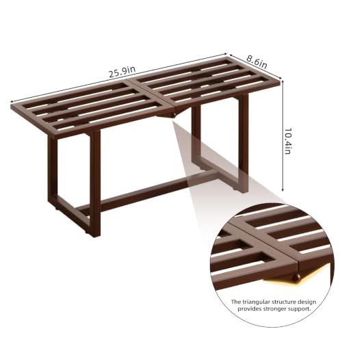 2 Pack Plant Stand, Foldable Metal Shelf, Indoor Outdoor, Coffee - Image 3