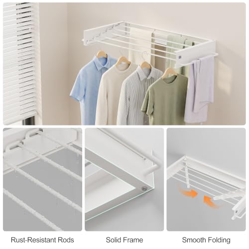 JOOM Wall Mounted Clothes Drying Rack,31.5 Inch Foldable Rack - Image 7