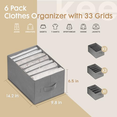Criusia 6 Pack Large Clothes Organizer, Wardrobe Closet Organizer - Image 4