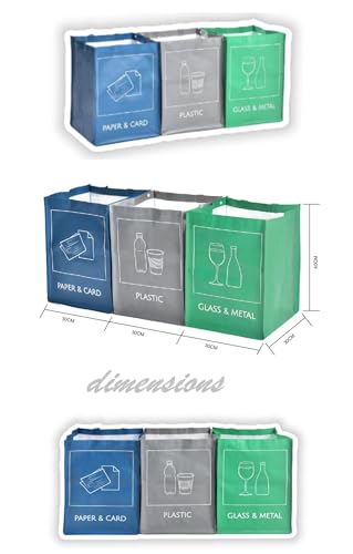 YOUNG DA Reusable Recycle Bags, 3-Piece Separate Recycling Bin - Image 3