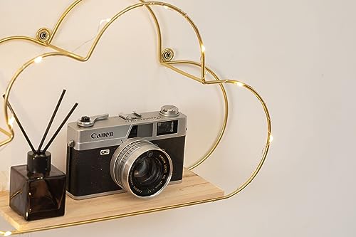 Golden Cloud Shape Floating Shelves with LED Lights Wall - Image 5