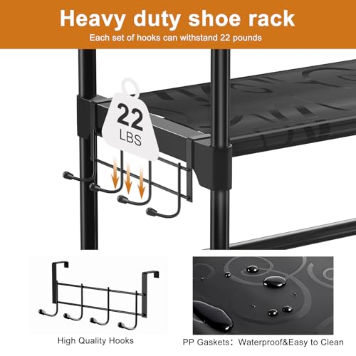 WOWLIVE 9 Tier 2-Column Shoe Rack, 30-35 Pairs Stackable Black - Image 7