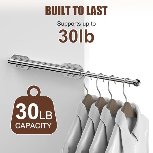 12.6" Pull Out Valet Rod for Closet (Silver, 1 Pack) - Image 6