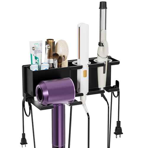 Hair Dryer Holder, Wall Mounted, Black - Image 2