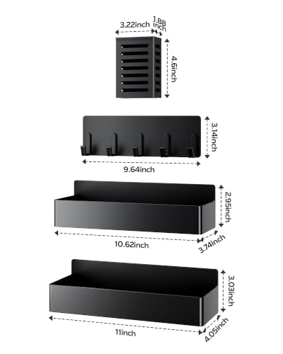 Nieifi Magnetic Shelf for Fridge, Black, 4 pieces - Image 3