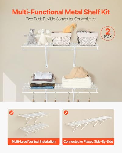 VEVOR Wire Shelf Kit, 3 ft, Set of 2, Wall Mounted Wire - Image 5