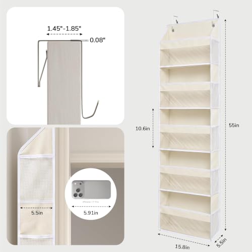 5 Tiers Over Door Organizer with 10 Mesh Side Pockets, 44 lbs - Image 7