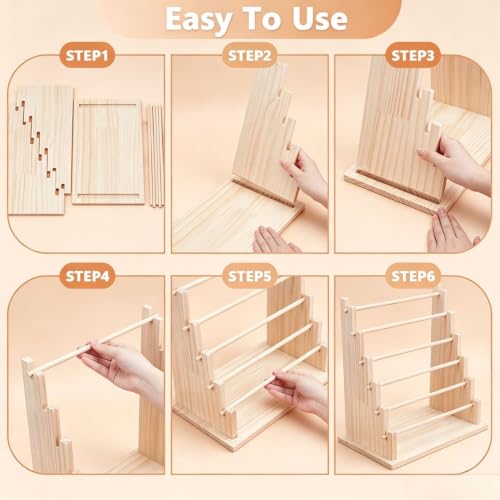 6-Tier Wooden Ribbons Organizer Ribbon Holder Bracelet - Image 3