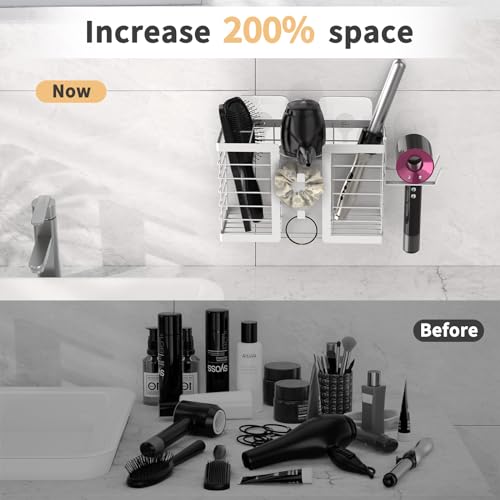 FUNKYLEE 3-in-1 Universal Hair Tool Organizer Wall Mount, White - Image 3