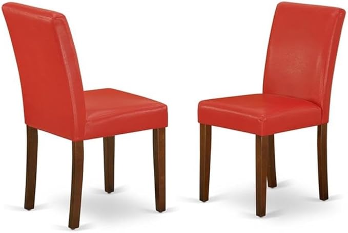 East West Furniture 1NDAB5-MAH-72 5 Piece Dining Table Set Includes a Rectangle Kitchen Table with Dropleaf and 4 FireBrick Red Faux Leather Upholstered Chairs, 30x48 Inch, Mahogany