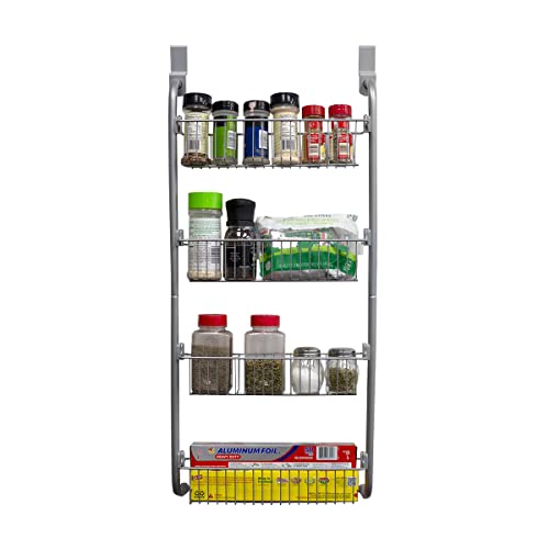 Home Basics Heavy Duty 4 Tier Over the Door Storage Shelf Hanging - Image 3