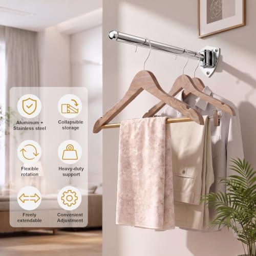 Clothes Drying Rack, Wall Mounted Clothes Hanger Rack - Image 7