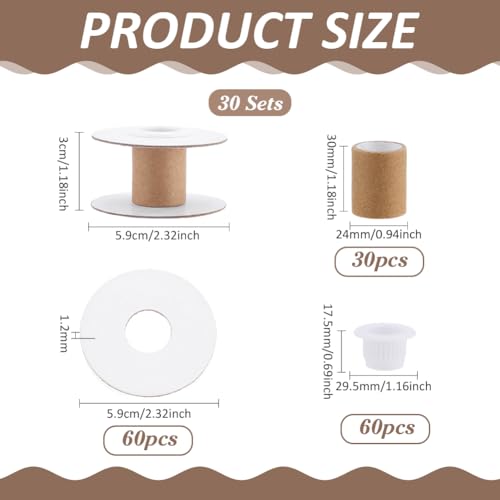 PH PandaHall 30 Sets Empty Paper Thread Spools, White - Image 3