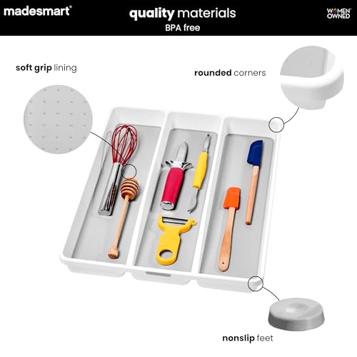 madesmart Classic 3 Compartment Kitchen Tool Tray, White - Image 6