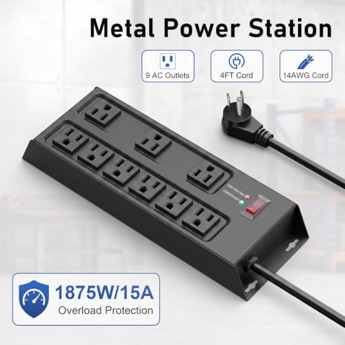 Metal Power Strip Surge Protector, 9 Outlets Heavy D | All Products - Image 3