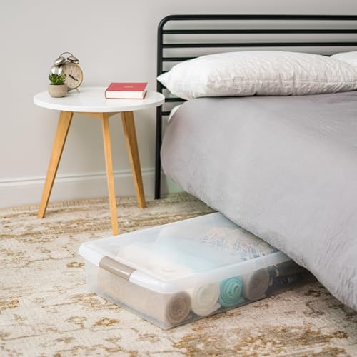 IRIS USA 40 Qt. Under Bed Storage Bin with Lids, Gray/Clear - Image 6