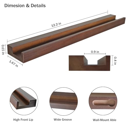 Vinyl Wall Mount Shelf,Floating Album Record Holder,4 Pack,Walnut - Image 4
