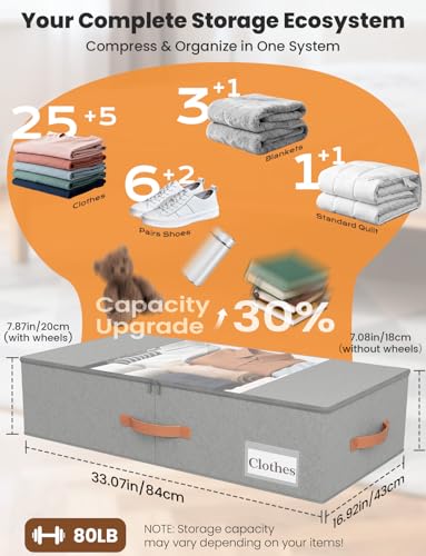 TOSKING 2-Pack Under Bed Storage Drawers with Wheels, Gray - Image 5