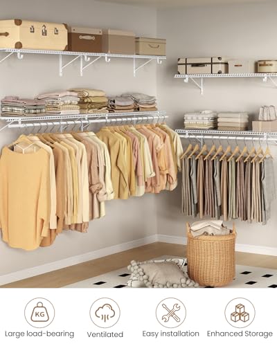 Wire Closet Shelving with Triangular Brackets & Hanging - Image 4