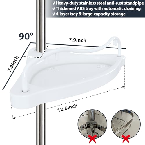 Corner Shower Caddy Tension Pole, 4 Adjustable Shelv | All Products - Image 5
