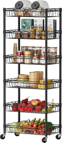 6 Tier Shelf Wire Shelving Adjustable Storage Shelves Basket Rack - Image 2