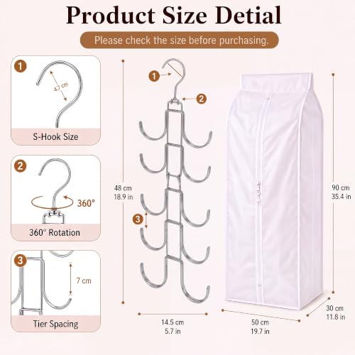 inbloom Purse Organizer for Closet with PEVA Dust Cover Purse - Image 6