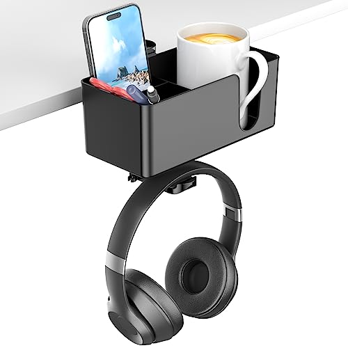 KDD 4 in 1 Desk Cup Holder - Clamp on Under Desk Headphone - Image 2