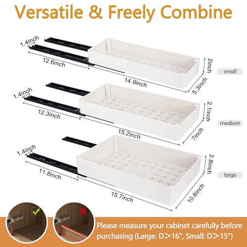 3 Pack Pull Out Drawers for Cabinets with Metal Slides - Image 3