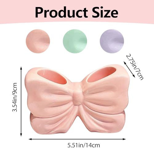 Bow Toothbrush Holder, Cute Ceramic Toothbrush Holder Set - Image 3